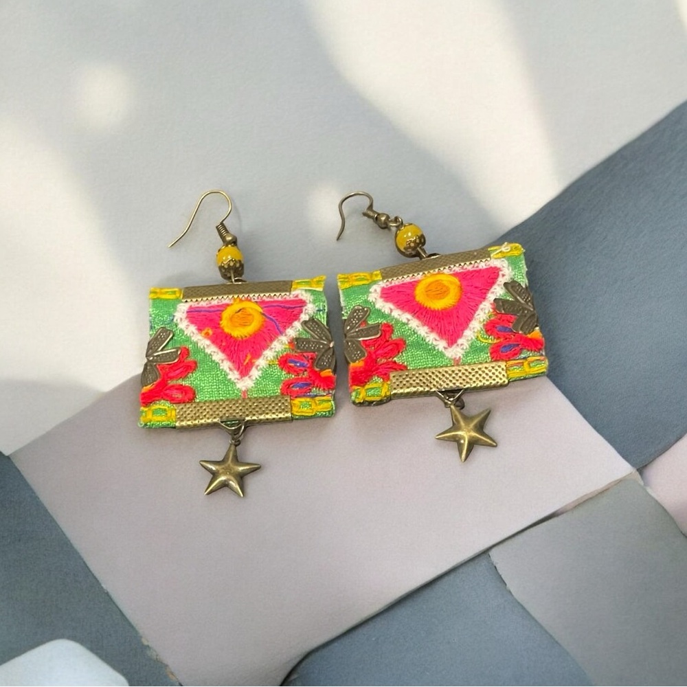 Persian dangling embroidered handmade earrings